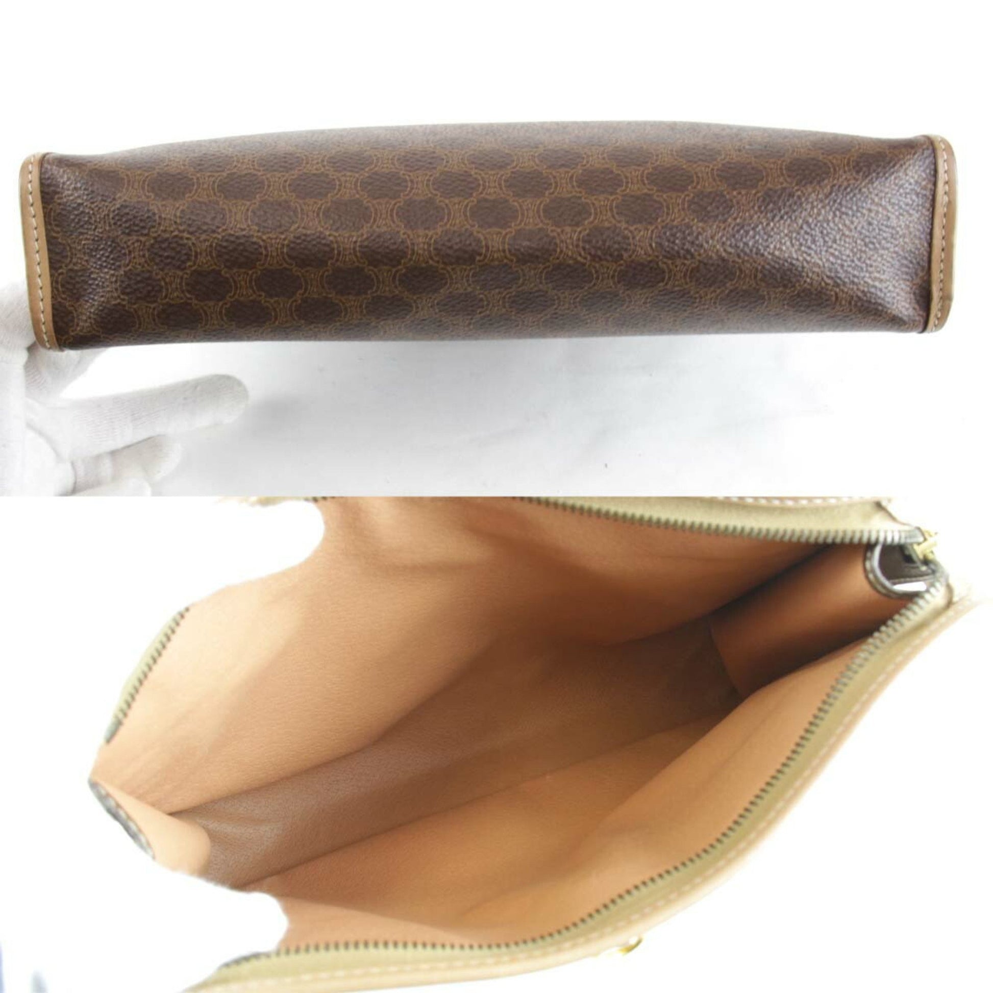 Céline Triomphe, Brown, Canvas, clutch