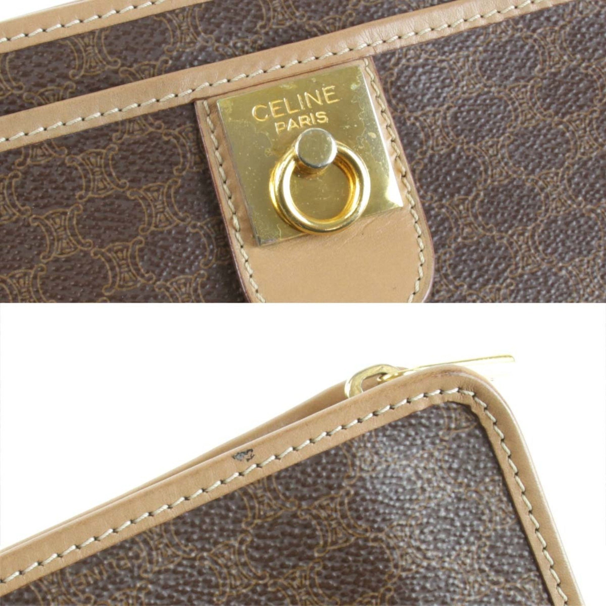 Céline Triomphe, Brown, Canvas, clutch
