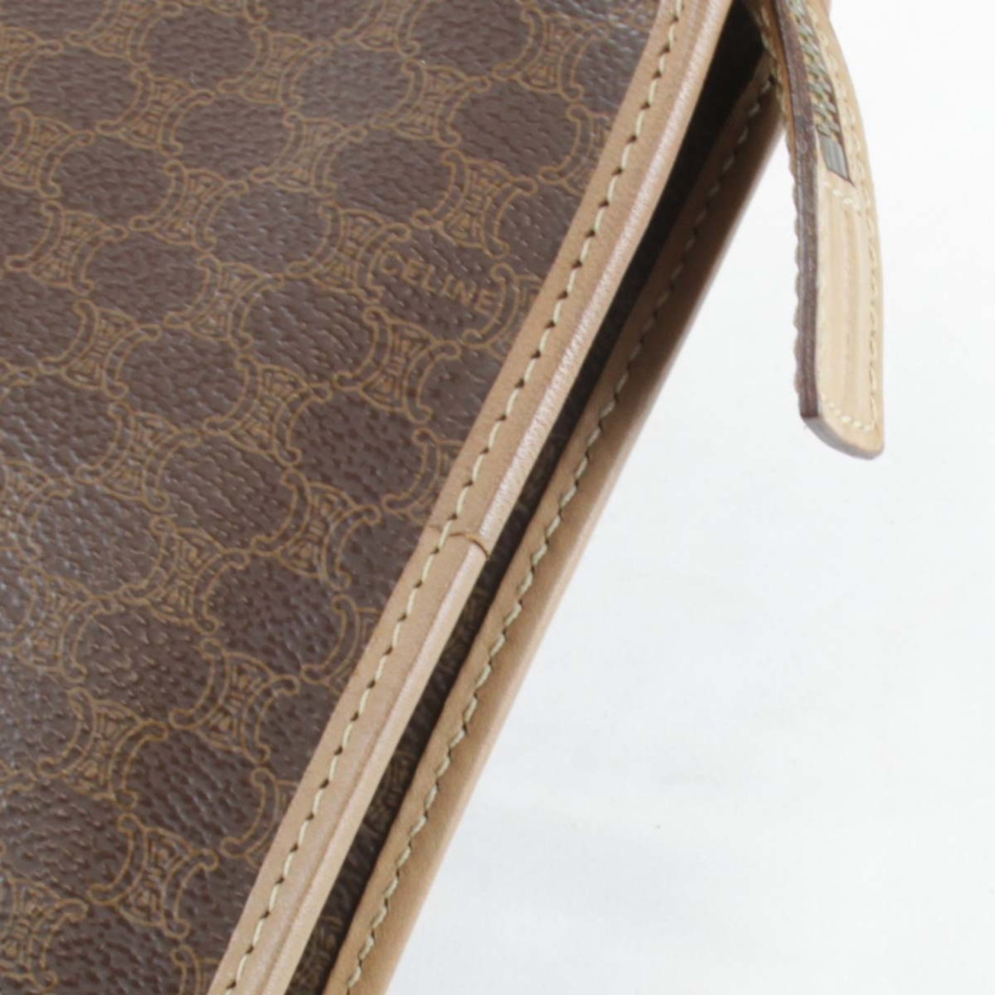 Céline Triomphe, Brown, Canvas, clutch