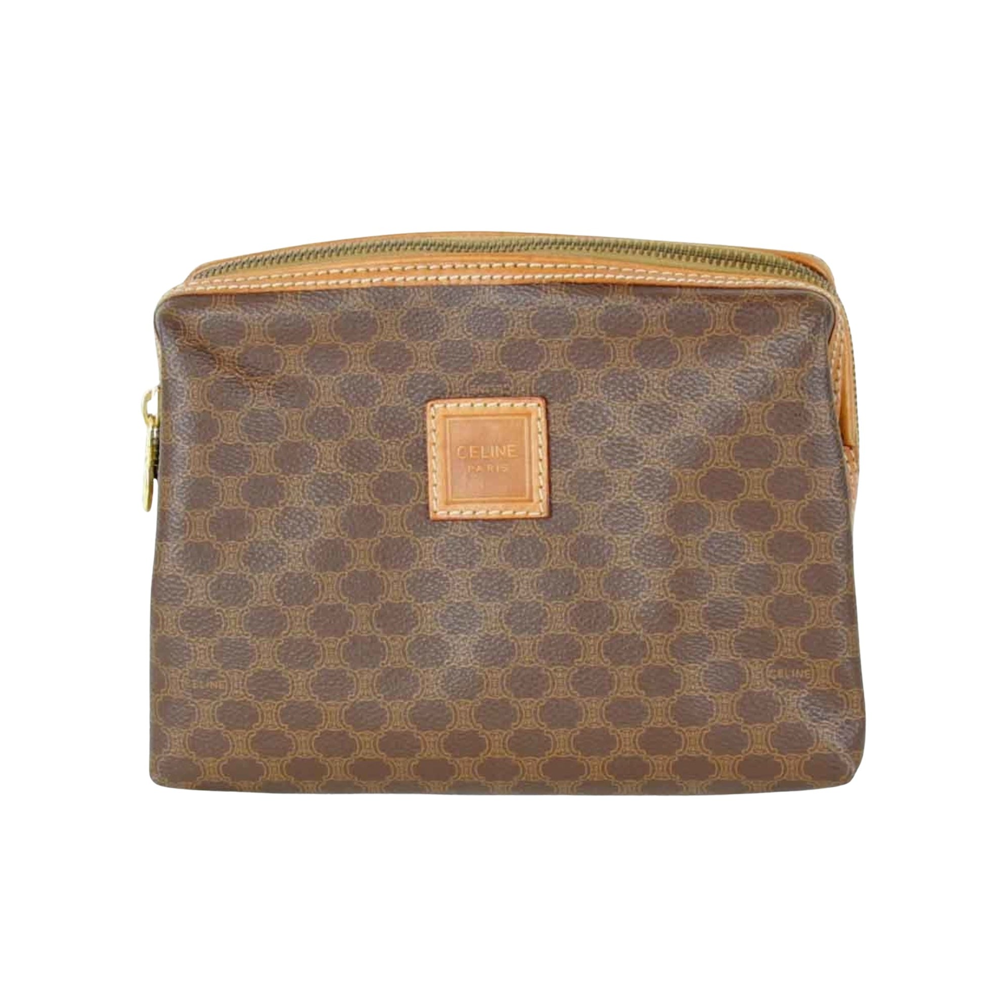 Céline Triomphe, Brown, Canvas, clutch