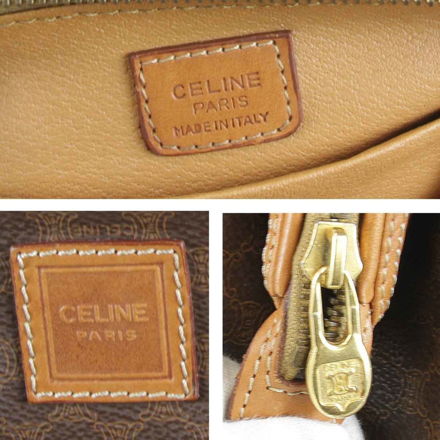 Céline Triomphe, Brown, Canvas, clutch