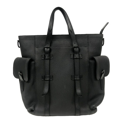Louis Vuitton Christopher, Black, Leather, tote