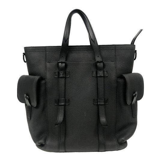 Louis Vuitton Christopher, Black, Leather, tote