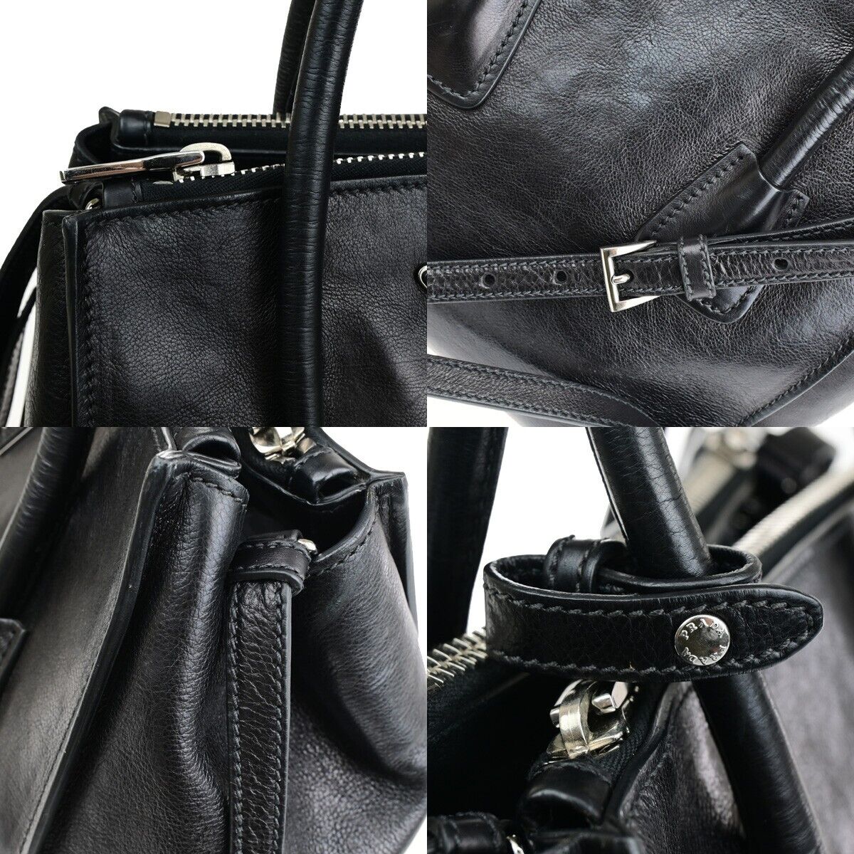 Prada Galleria, Black, Leather, handbag