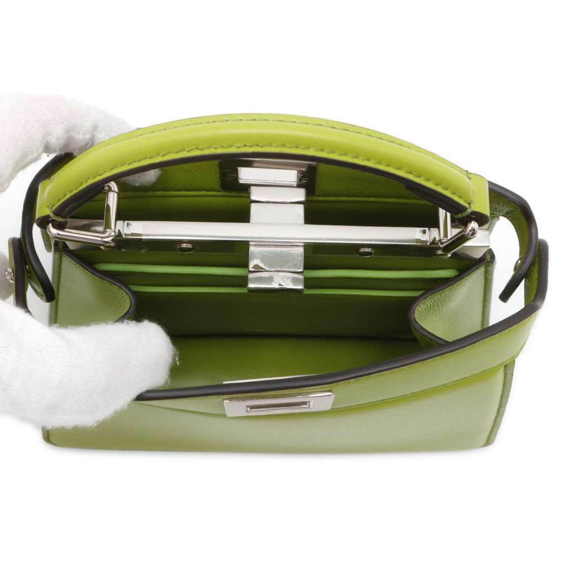 Fendi Peekaboo, Green, Leather, handbag