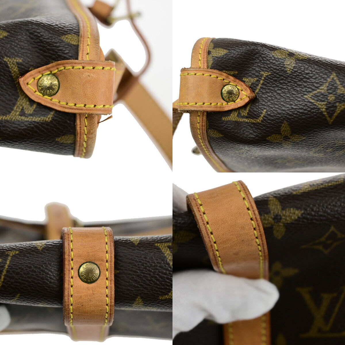 Louis Vuitton Saumur 30, Brown, Canvas, shoulder