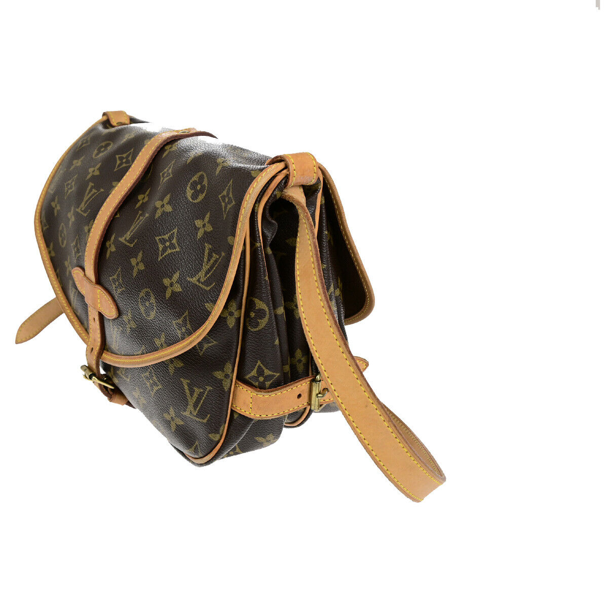 Louis Vuitton Saumur 30, Brown, Canvas, shoulder