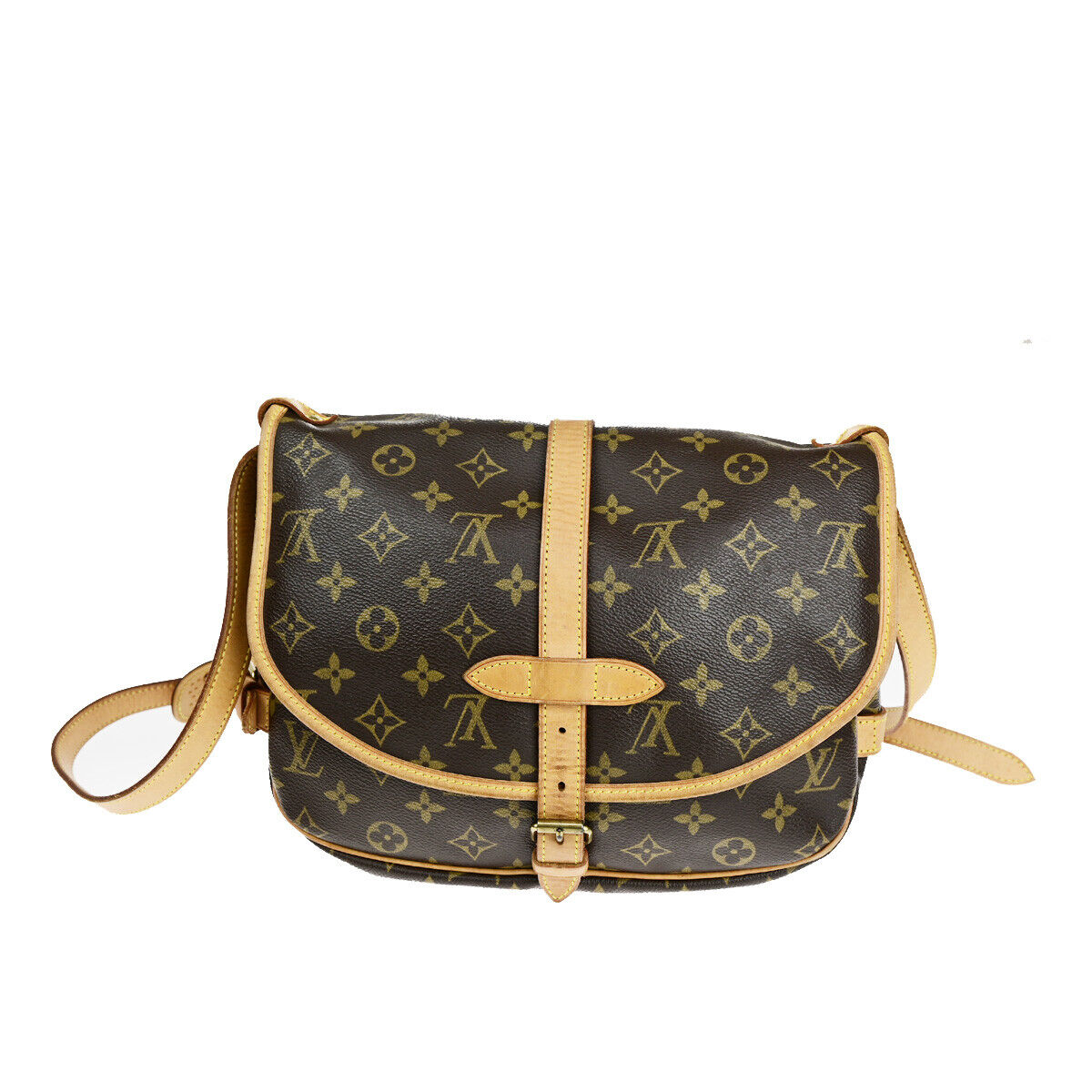 Louis Vuitton Saumur 30, Brown, Canvas, shoulder