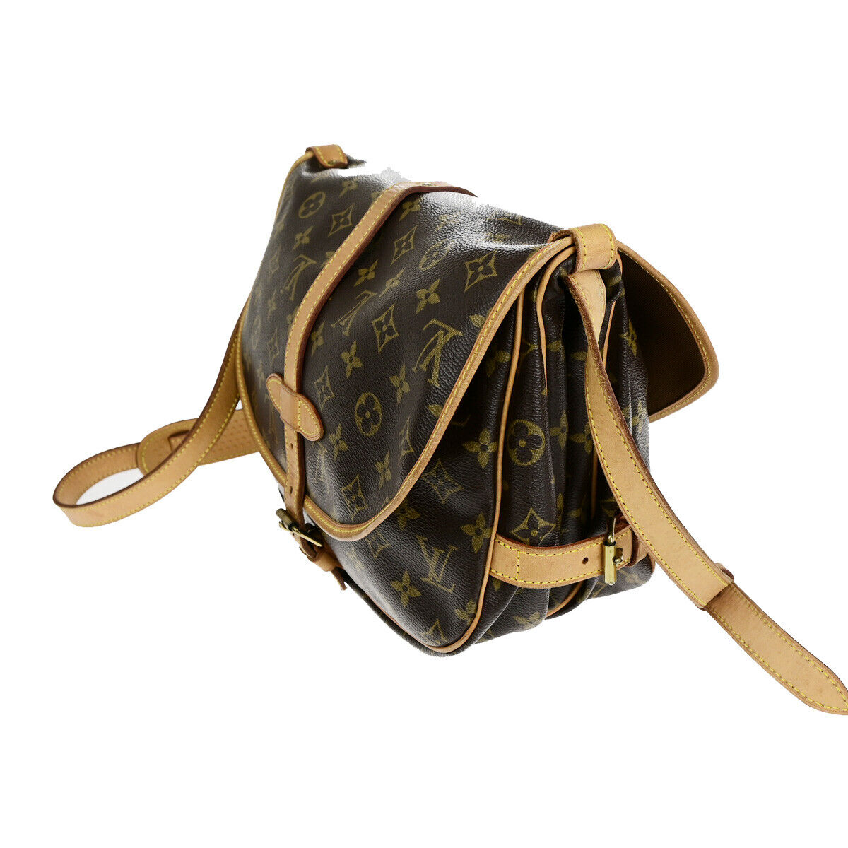 Louis Vuitton Saumur 30, Brown, Canvas, shoulder