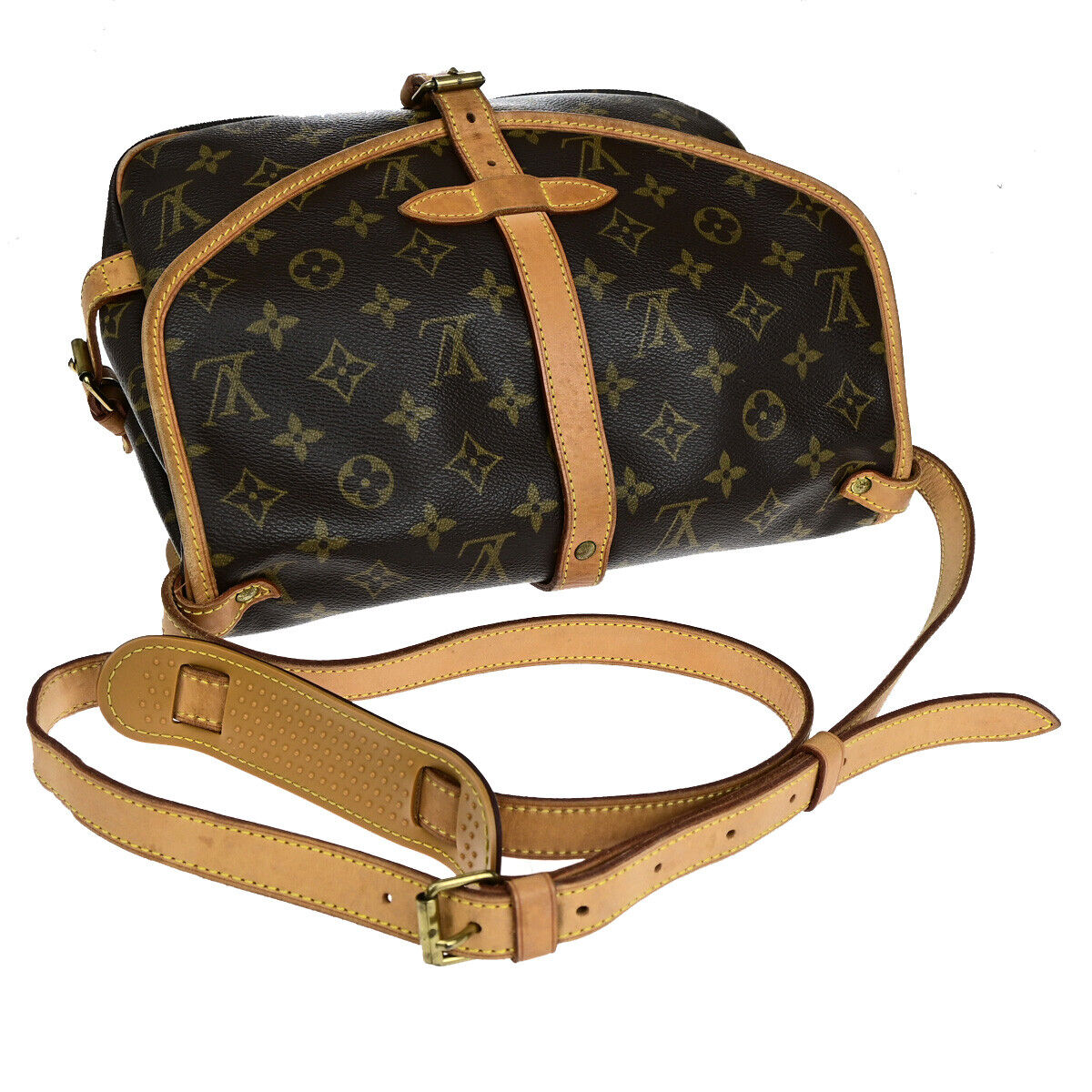 Louis Vuitton Saumur 30, Brown, Canvas, shoulder