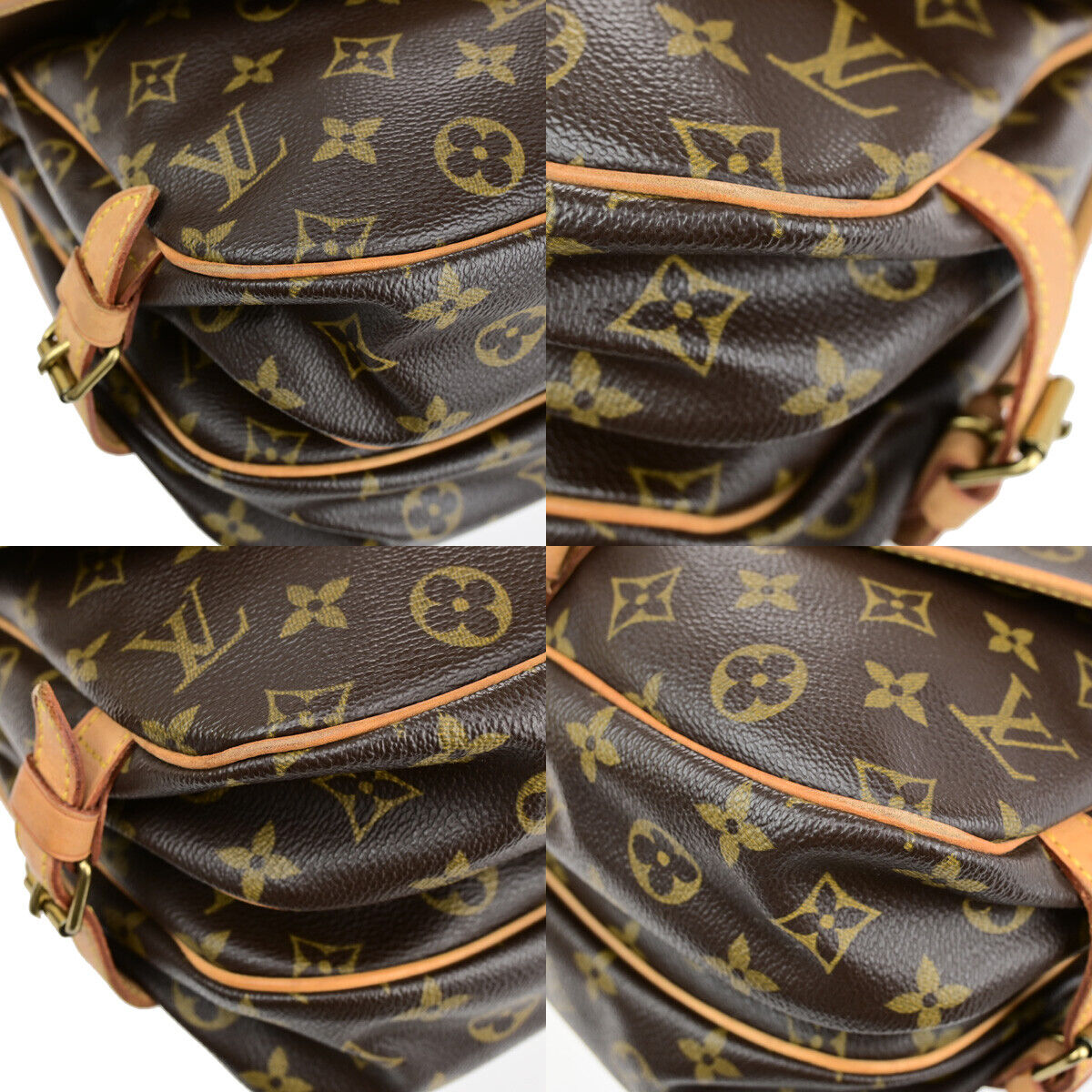 Louis Vuitton Saumur 30, Brown, Canvas, shoulder