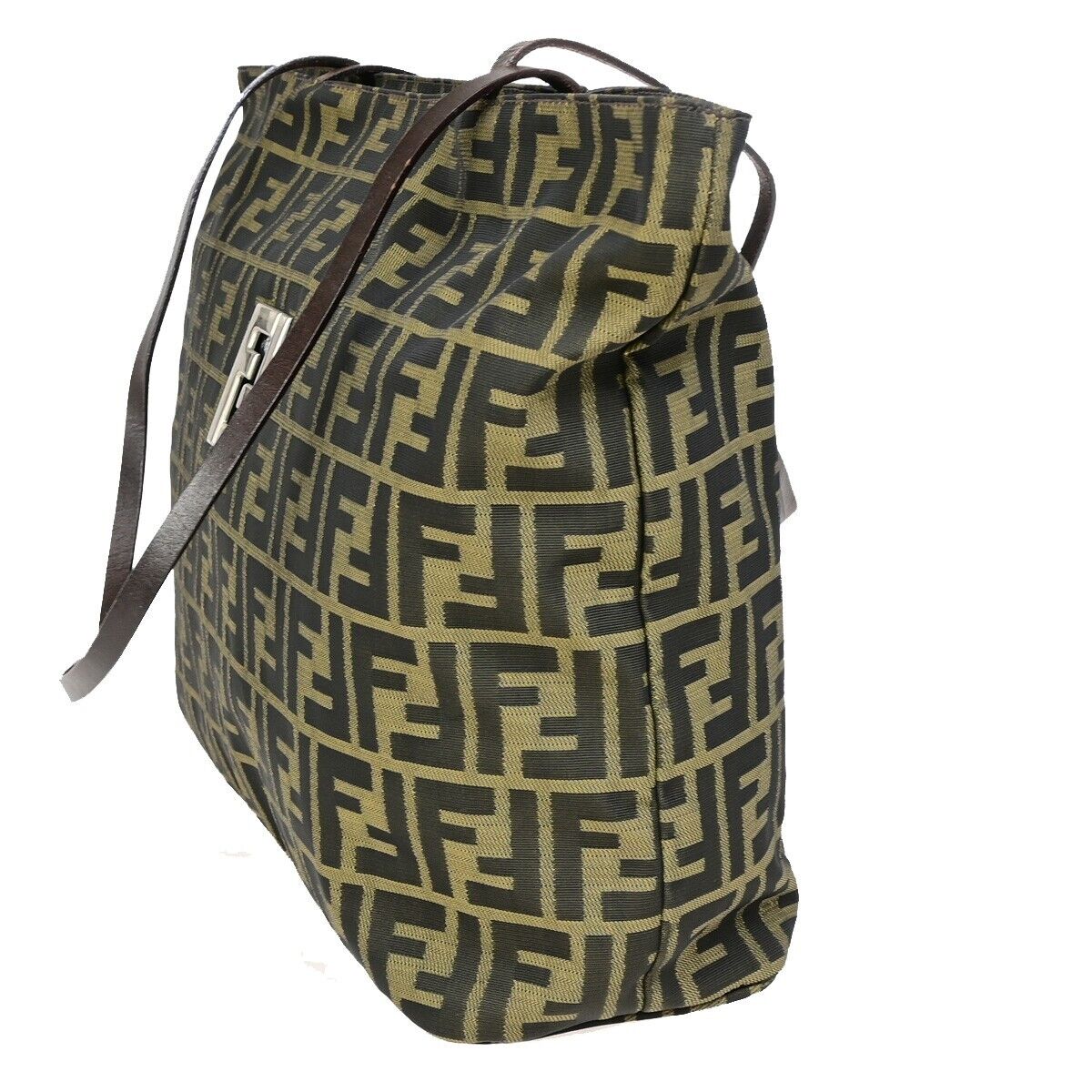 Fendi Zucchino, Brown, Canvas, shoulder