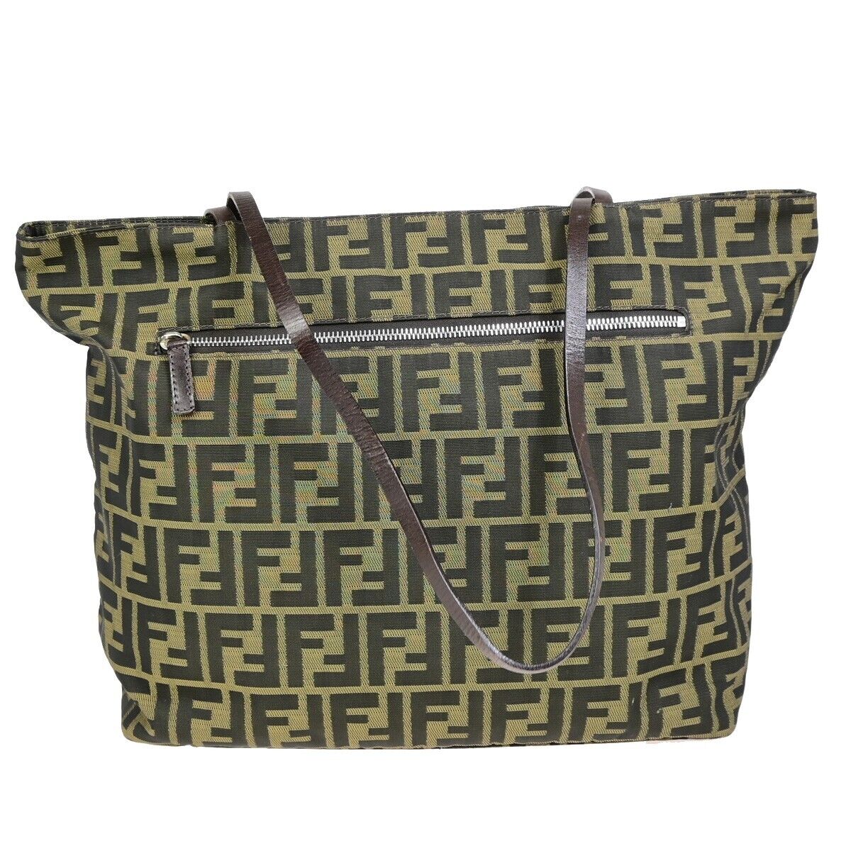 Fendi Zucchino, Brown, Canvas, shoulder