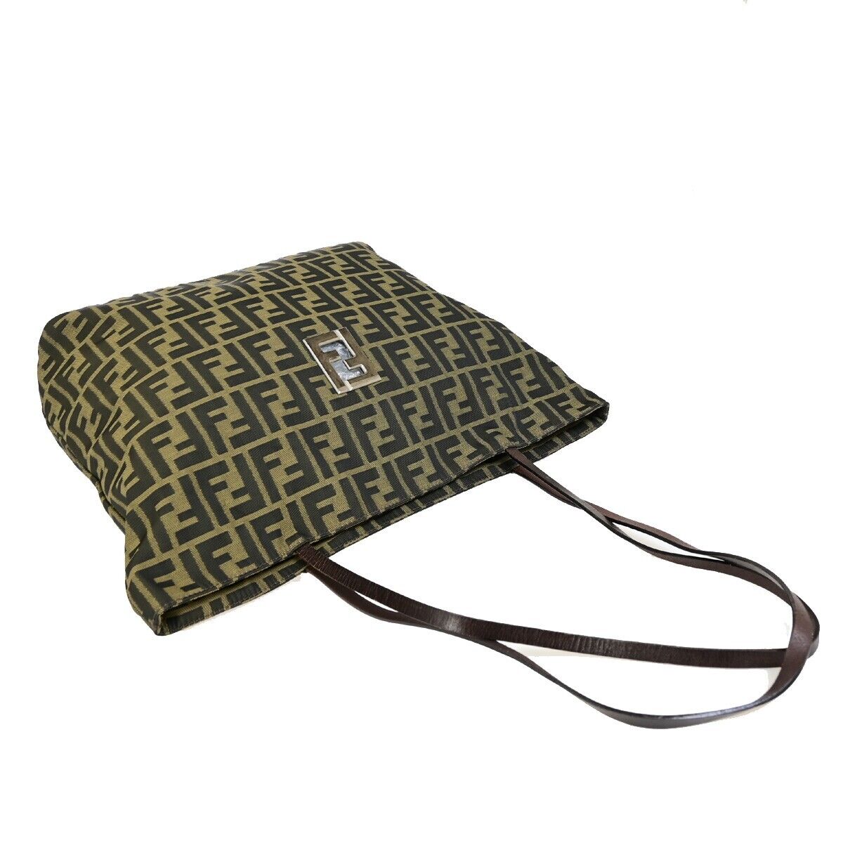 Fendi Zucchino, Brown, Canvas, shoulder