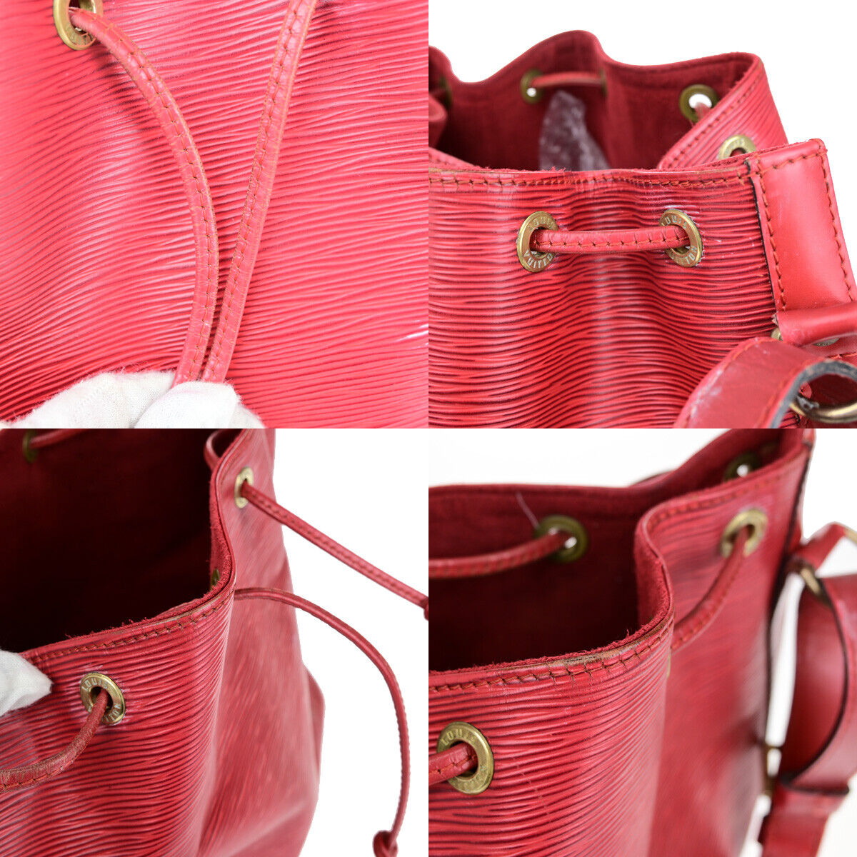 Louis Vuitton Noé, Red, Leather, shoulder