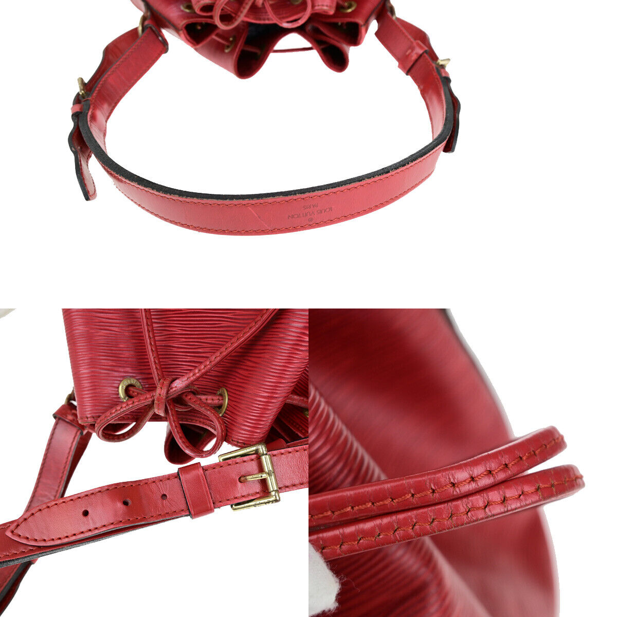 Louis Vuitton Noé, Red, Leather, shoulder