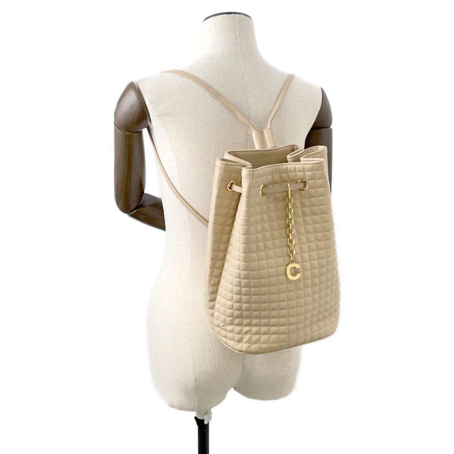 Céline C Bag, Beige, Leather, backpack