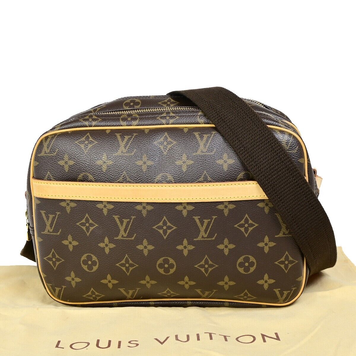 Louis Vuitton Reporter pm, Brown, Canvas, shoulder