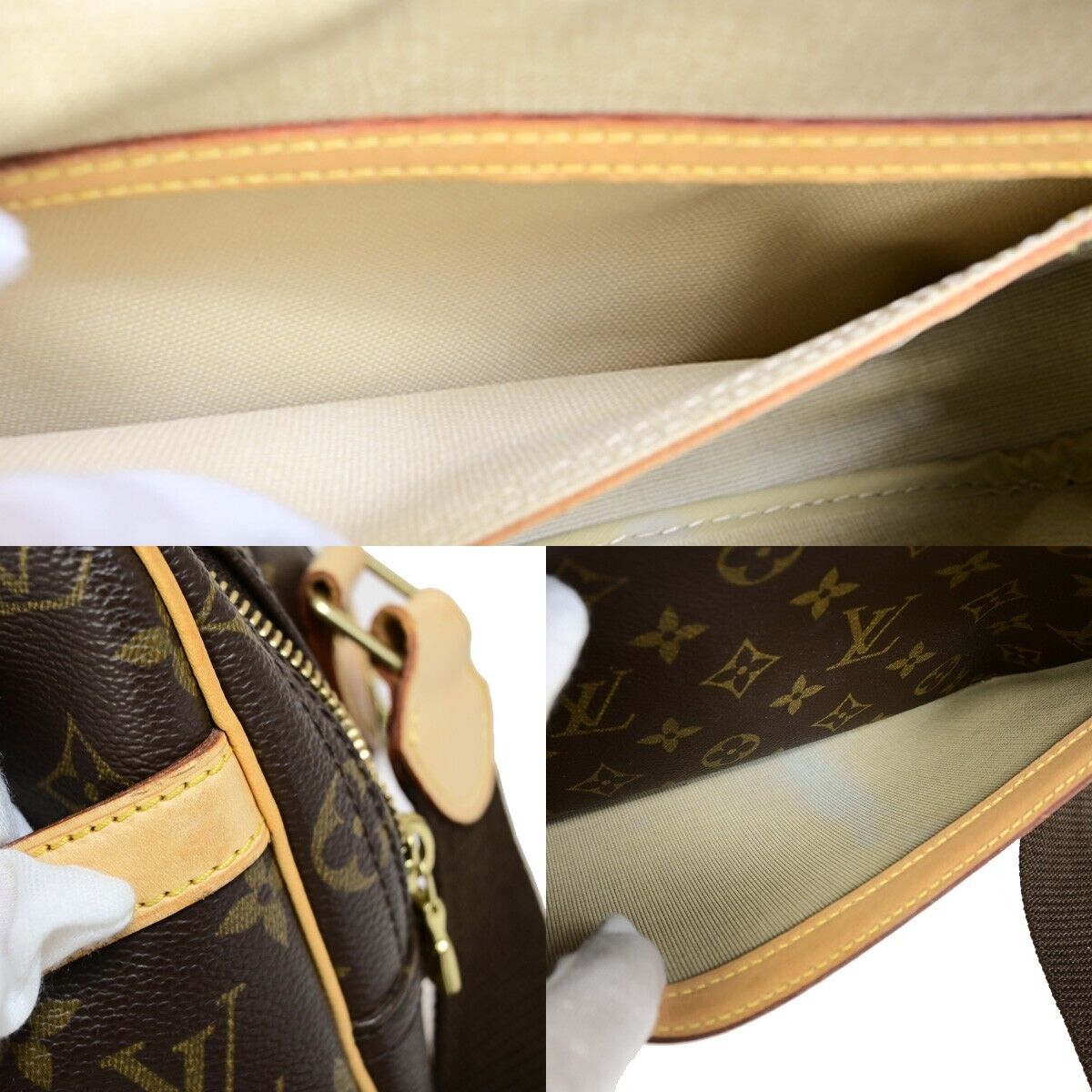 Louis Vuitton Reporter pm, Brown, Canvas, shoulder