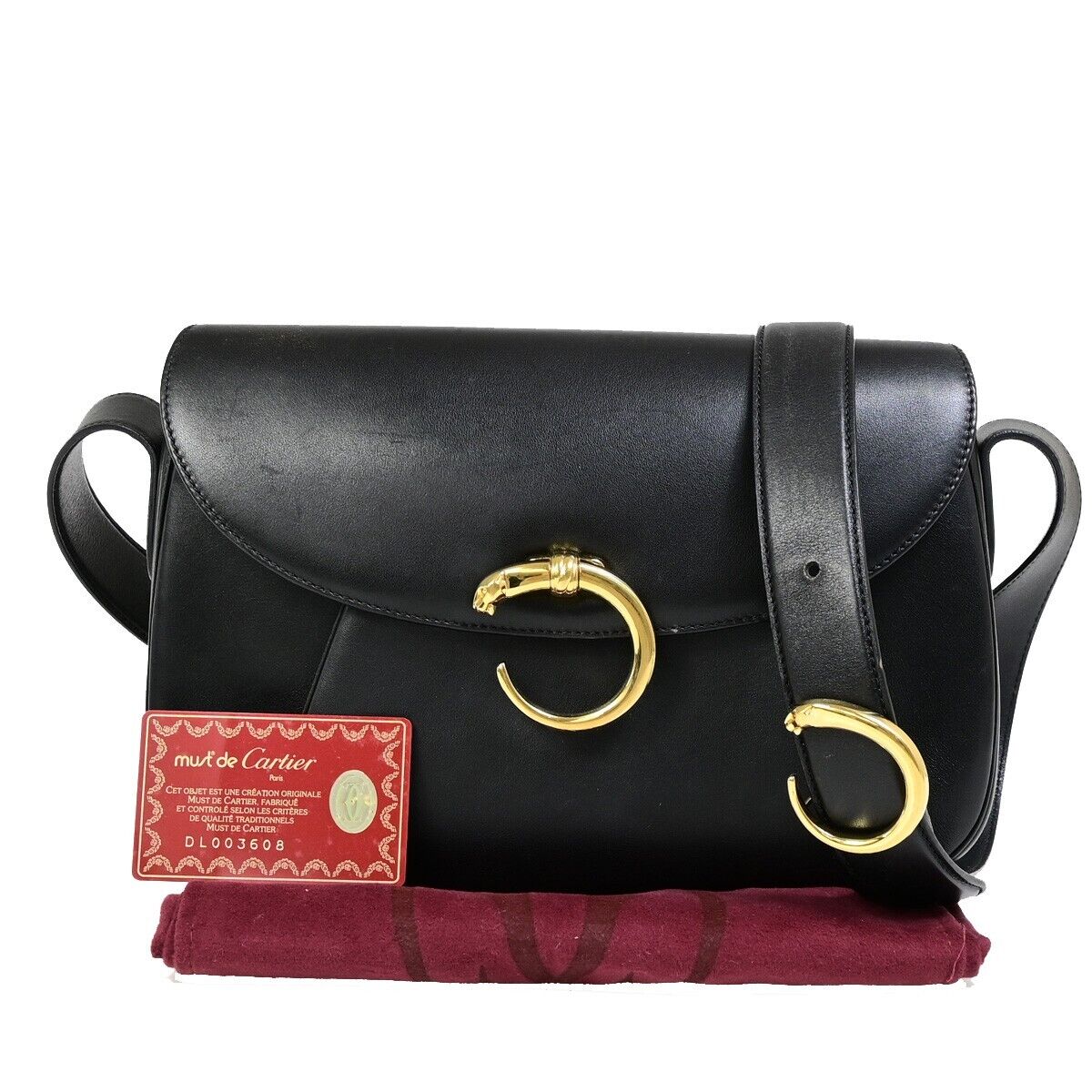 Cartier Panthère, Black, Leather, shoulder