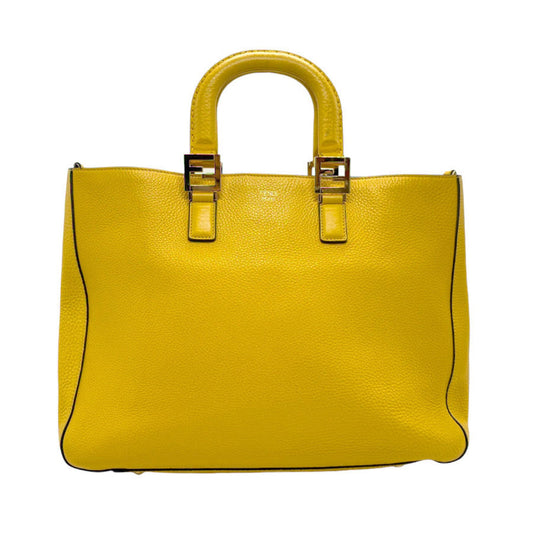 Fendi Gloria, Yellow, Leather, tote
