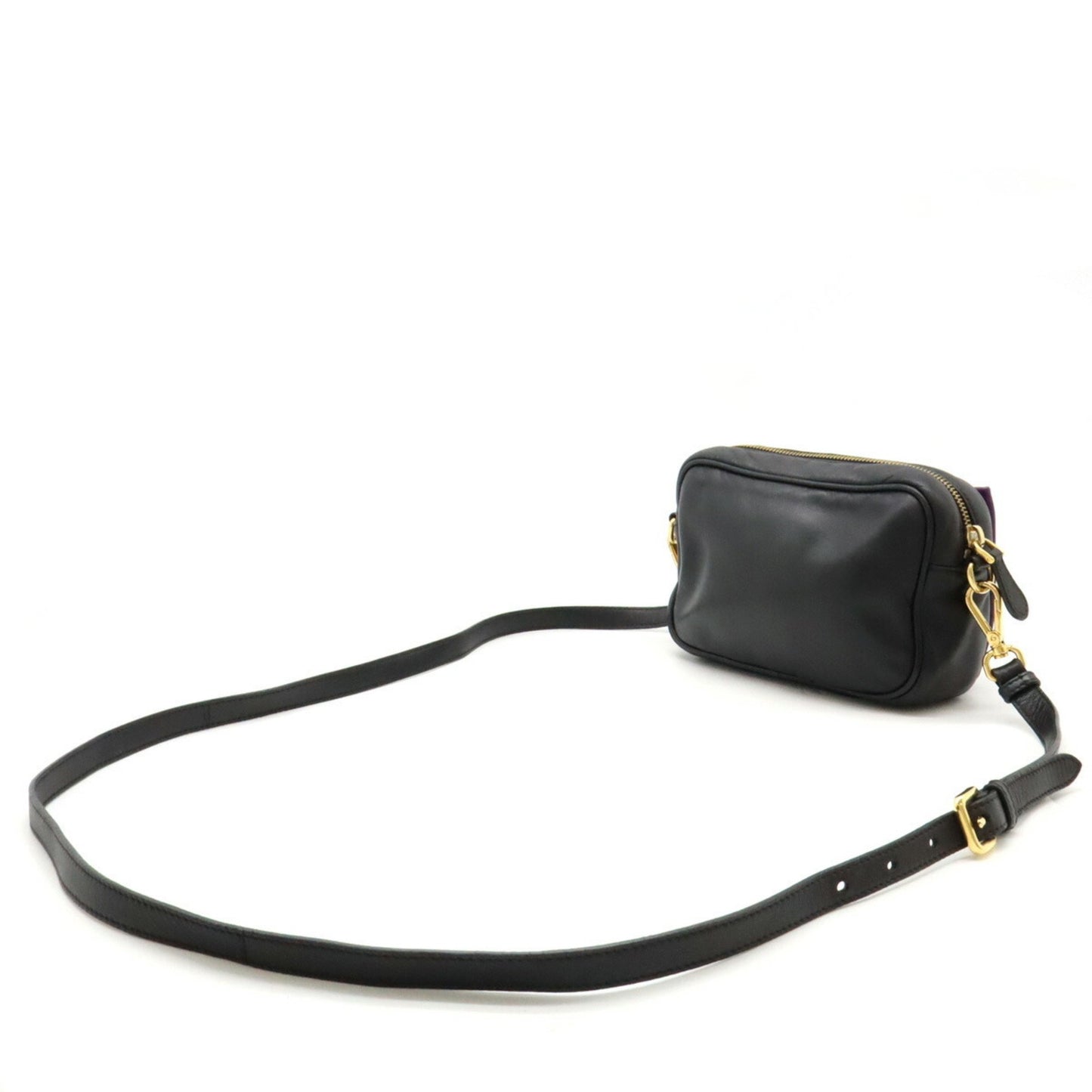 Prada Ribbon, Black, Leather, shoulder