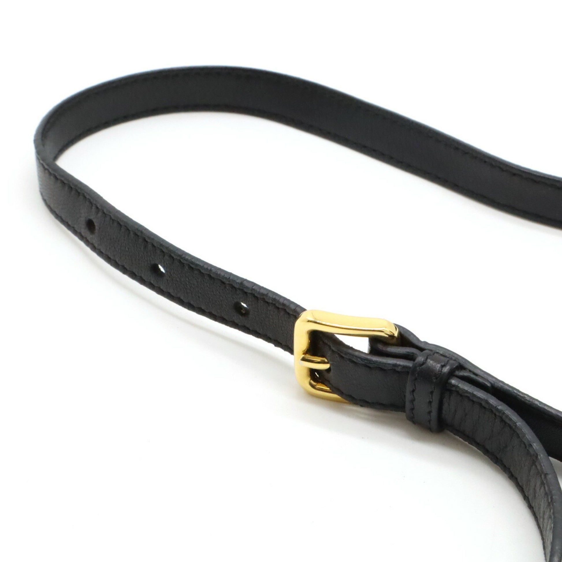 Prada Ribbon, Black, Leather, shoulder