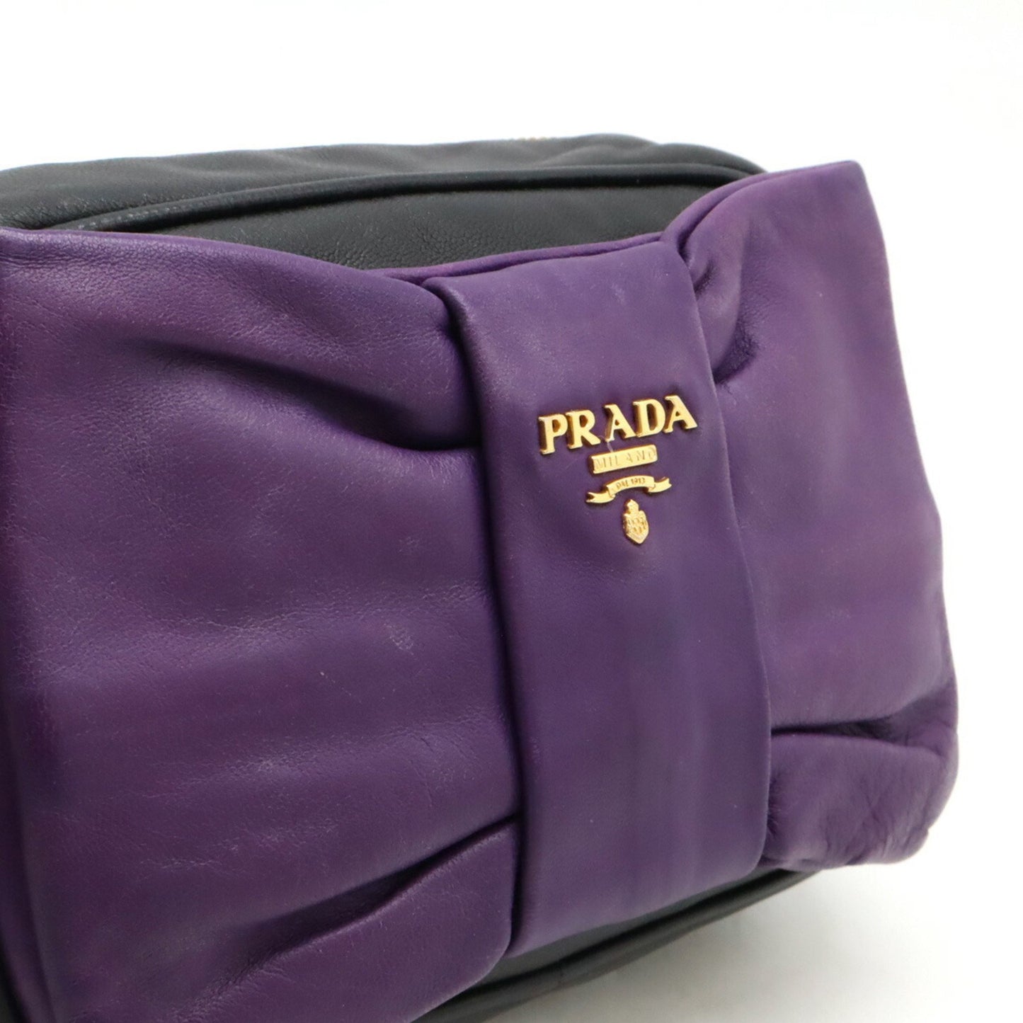 Prada Ribbon, Black, Leather, shoulder