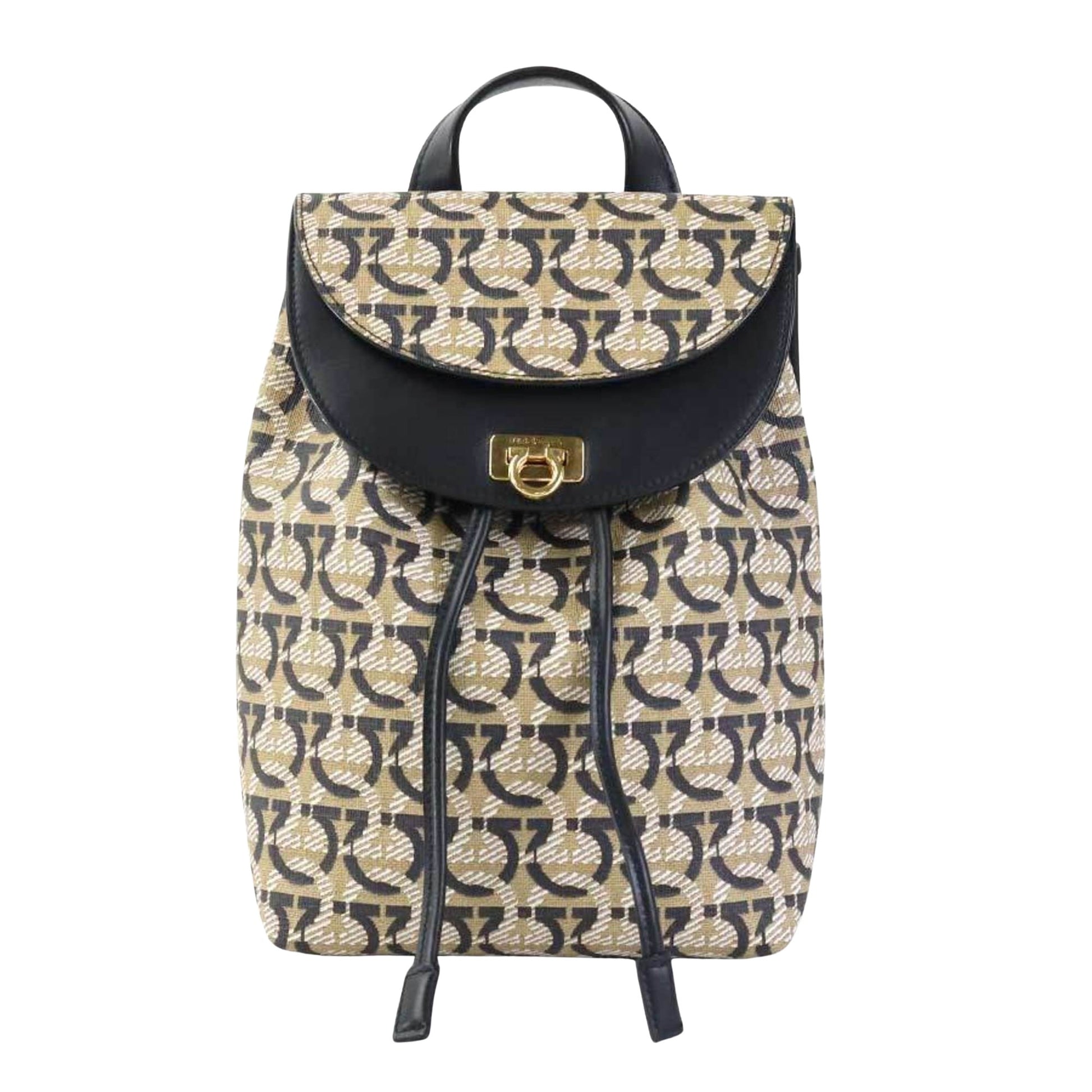 Salvatore Ferragamo Gancini, Beige, Canvas, backpack