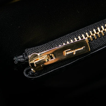 Salvatore Ferragamo Gancini, Black, Leather, tote