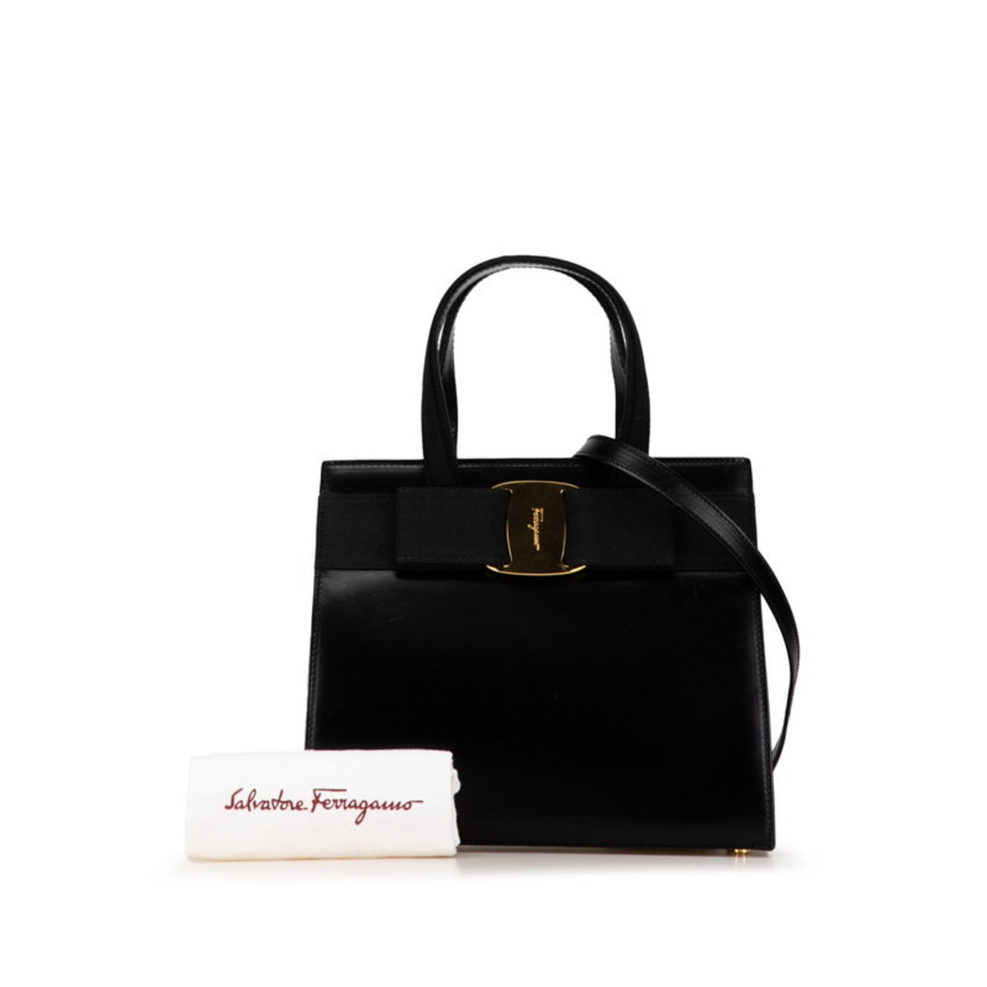 Salvatore Ferragamo Vara, Black, Leather, handbag