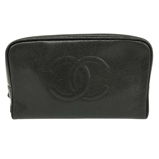 Chanel Logo CC, Black, Leather, clutch