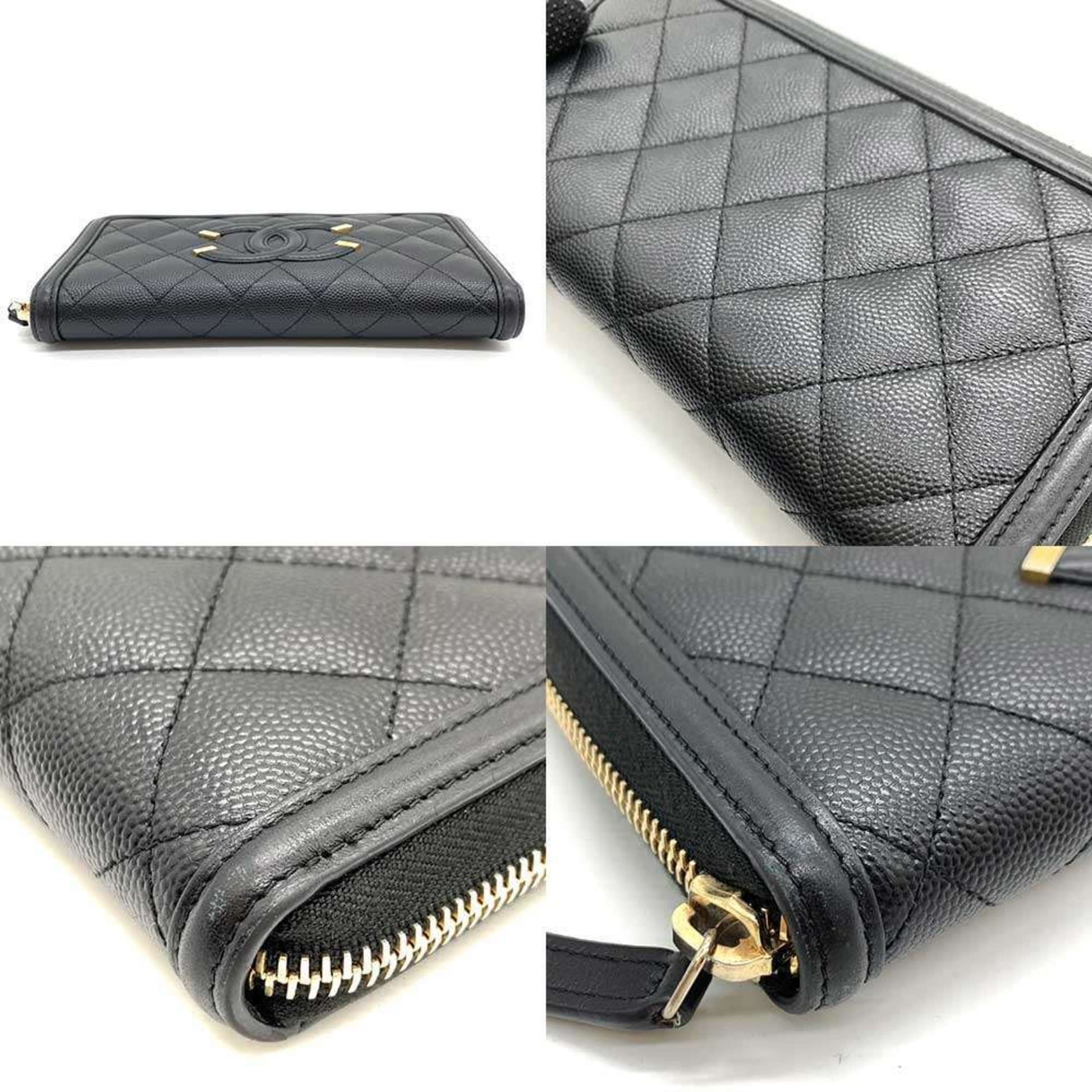 Chanel CC Filigree, Black, Leather, wallet