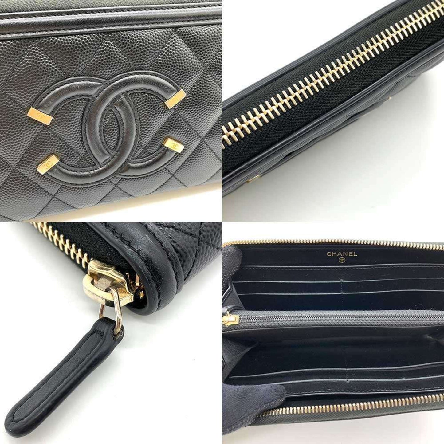 Chanel CC Filigree, Black, Leather, wallet