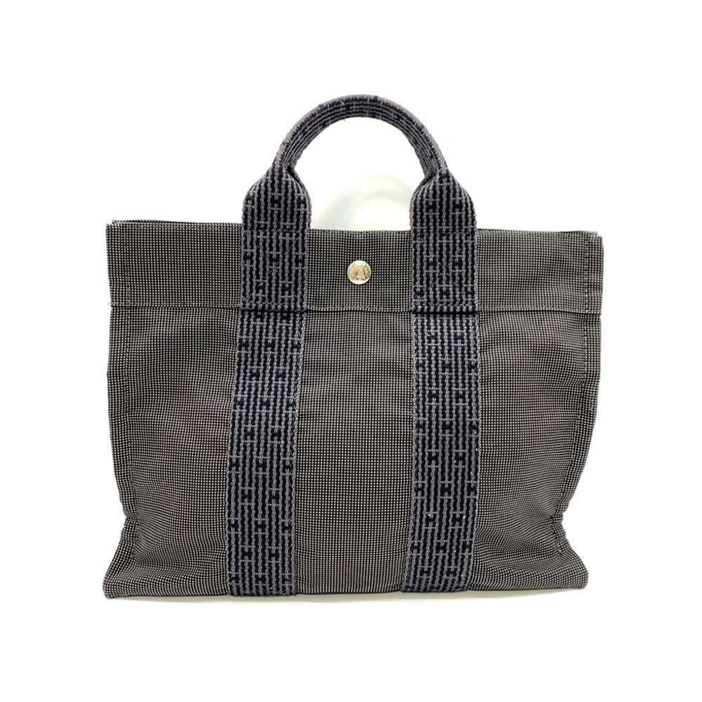 Hermès Herline, Grey, Canvas, handbag