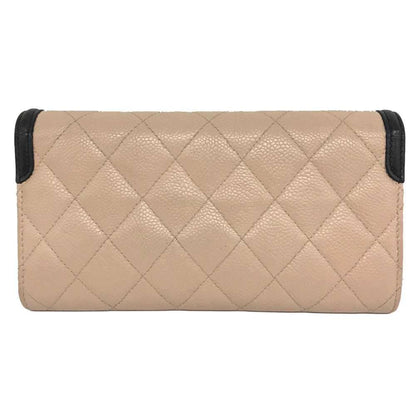Chanel CC Filigree, Beige, Leather, wallet