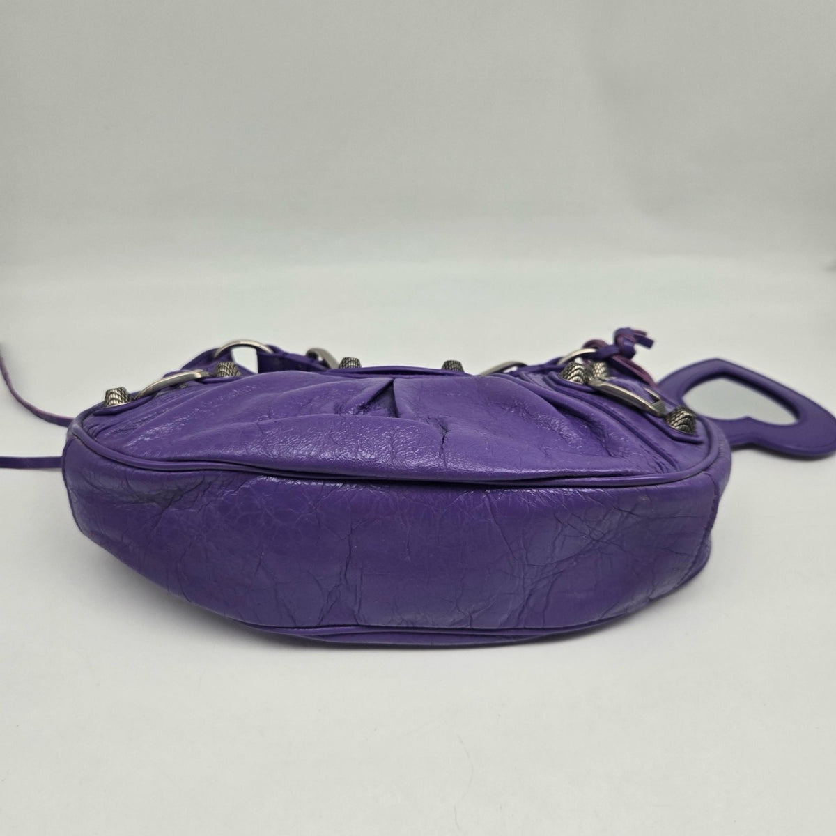 Balenciaga Le Cagole Giant Studs Leather, Purple, Leather, Shoulder Bag
