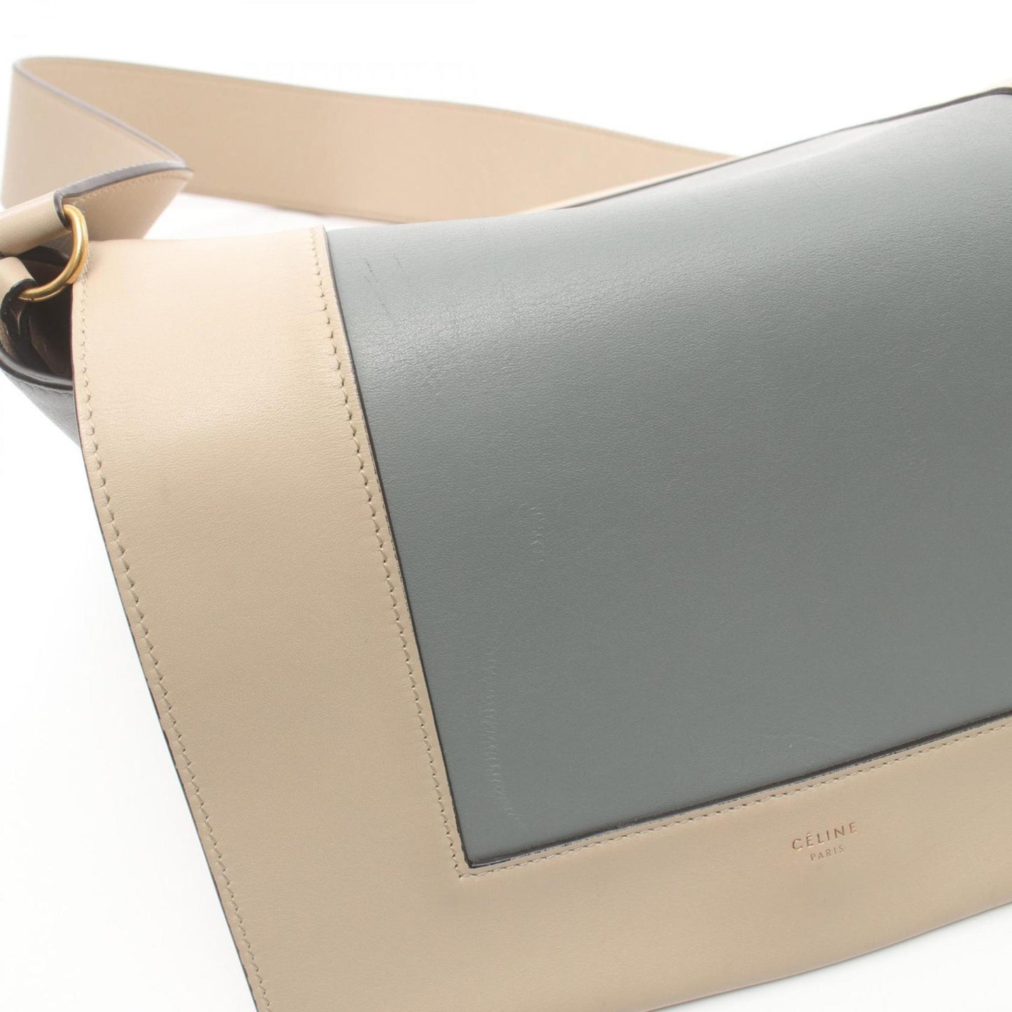 Céline Frame, Beige, Leather, shoulder