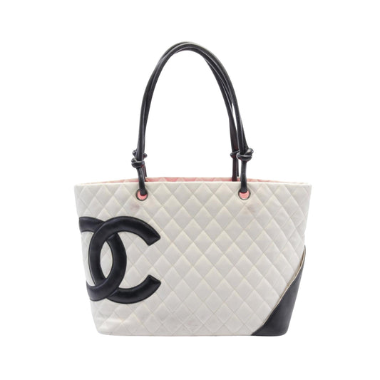 Chanel Cambon, White, Leather, tote