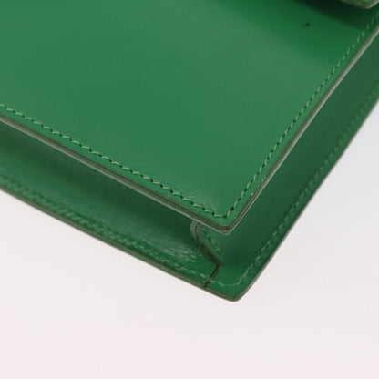 Celine Circle Logo Leather, Green, Leather, Shoulder Bag