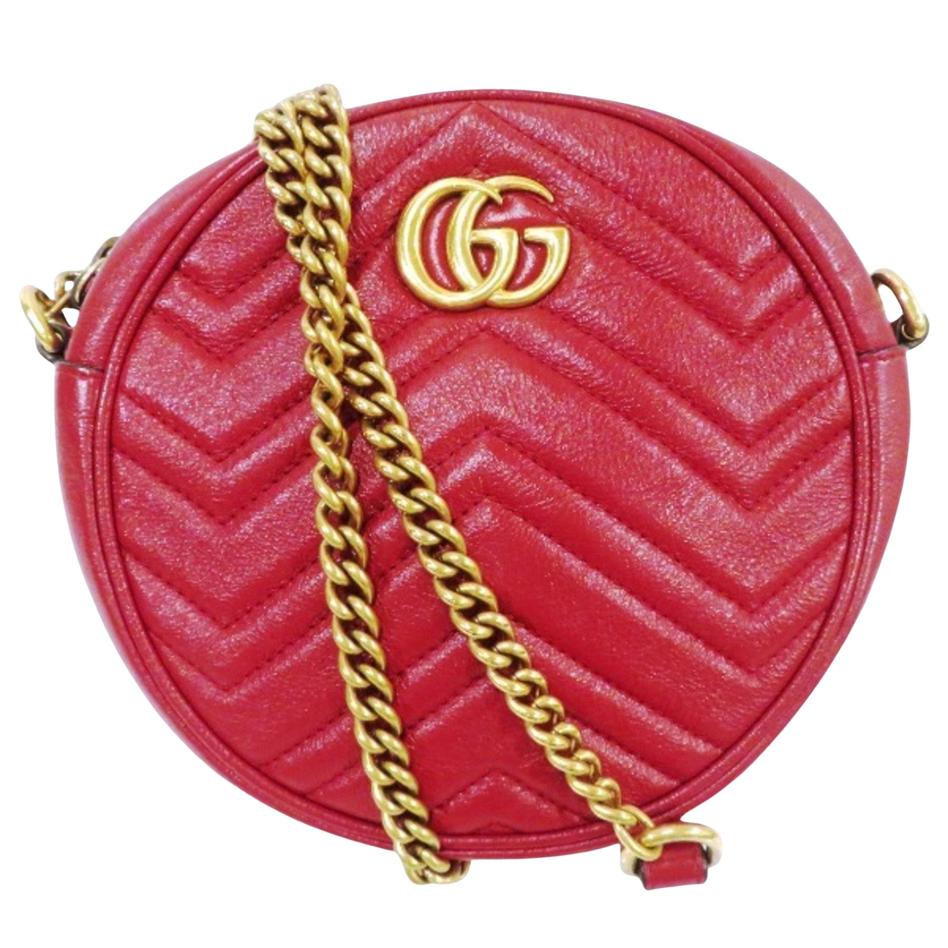 Gucci GG Marmont, Red, Leather, shoulder