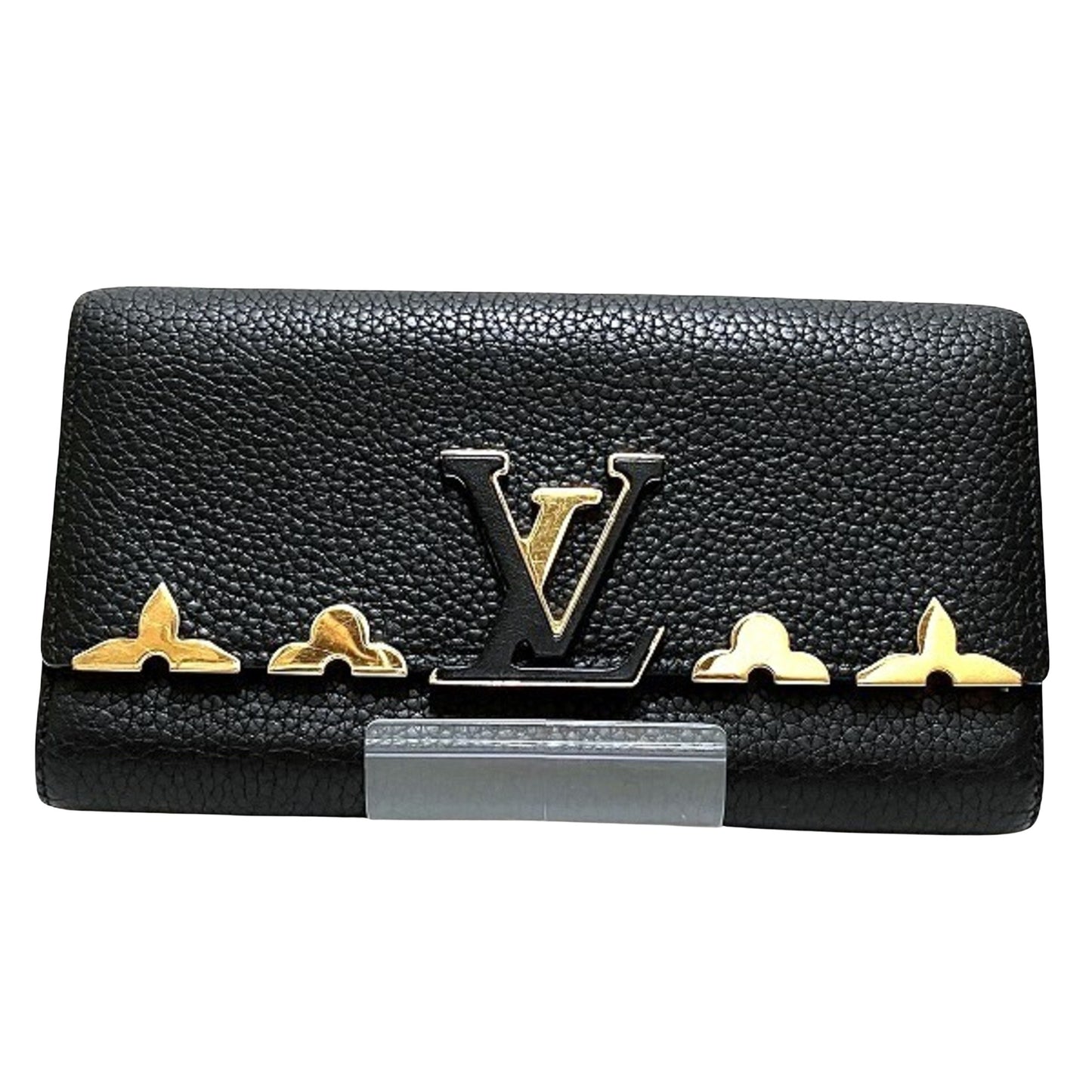 Louis Vuitton Capucines, Black, Leather, wallet