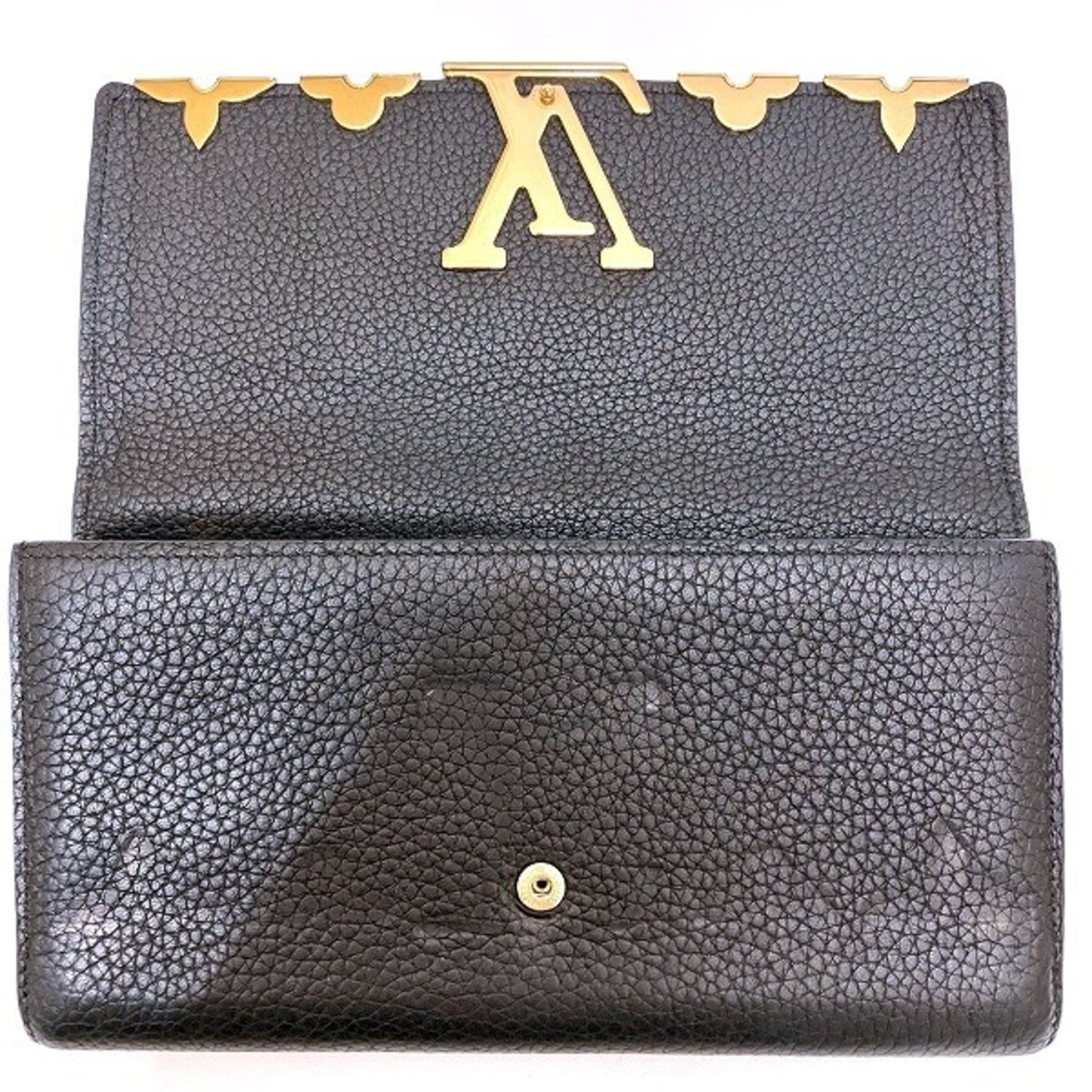 Louis Vuitton Capucines, Black, Leather, wallet