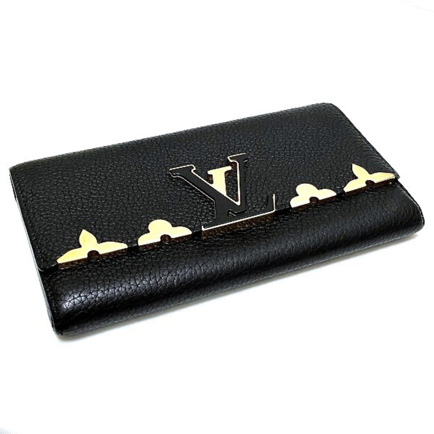 Louis Vuitton Capucines, Black, Leather, wallet