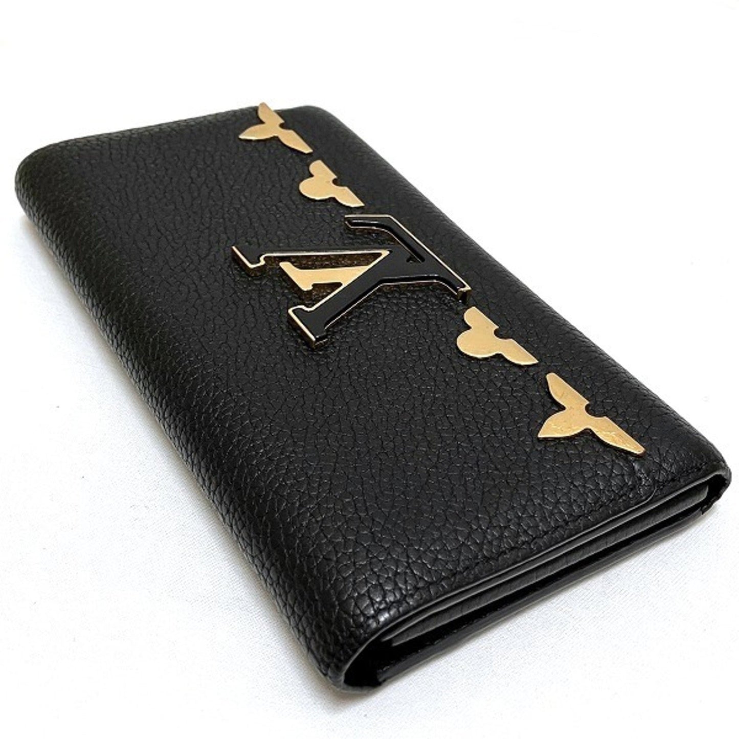 Louis Vuitton Capucines, Black, Leather, wallet