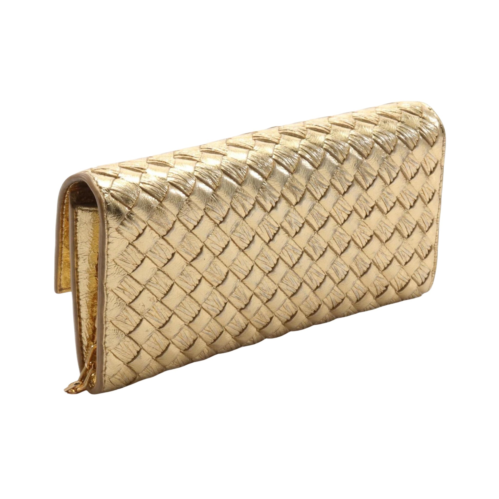 Bottega Veneta Intrecciato, Gold, Leather, shoulder