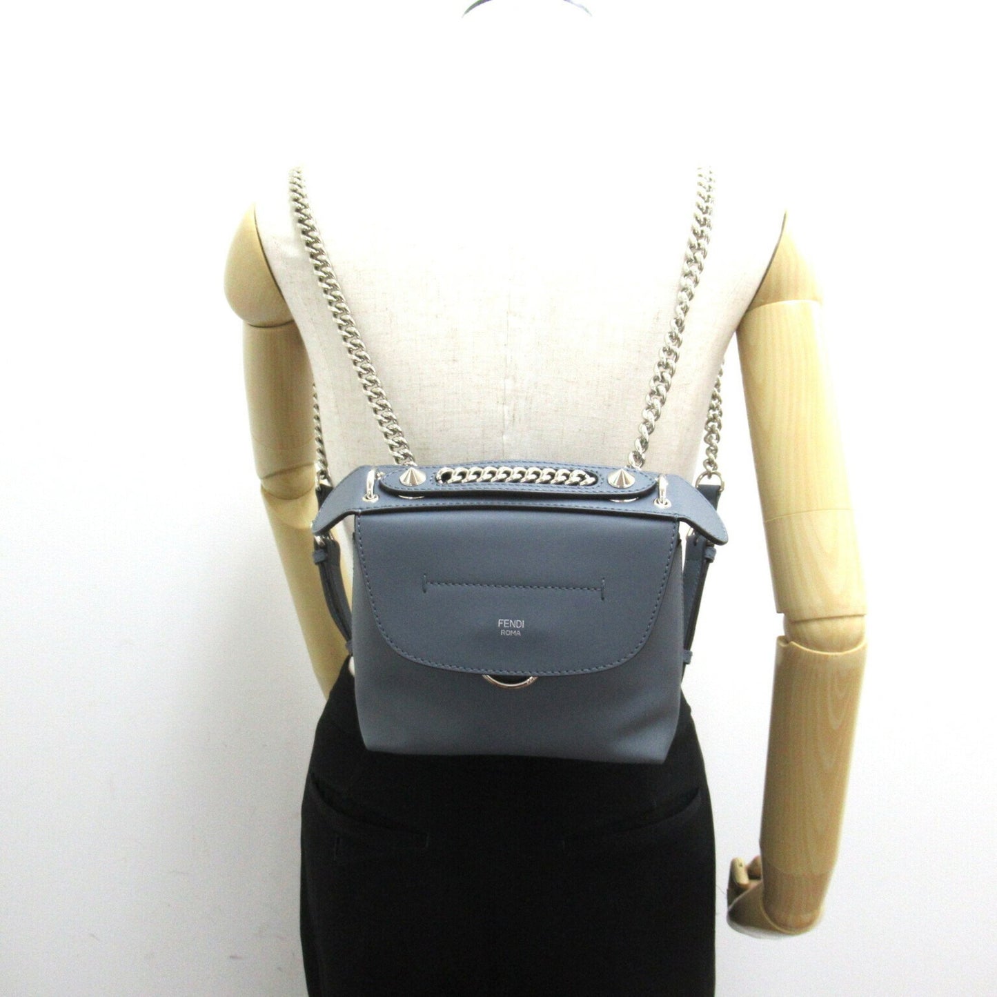 Fendi Back to school, Grey, Leather, backpack