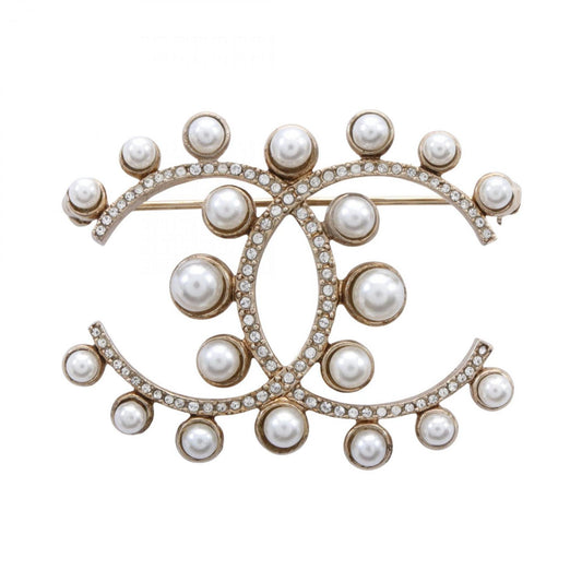 Chanel Coco Mark, White, Gold Plated, brooch