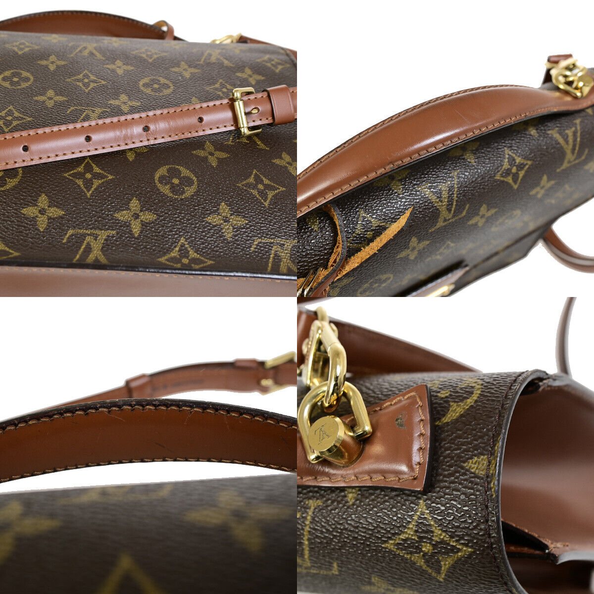 Louis Vuitton Monceau, Brown, Canvas, shoulder