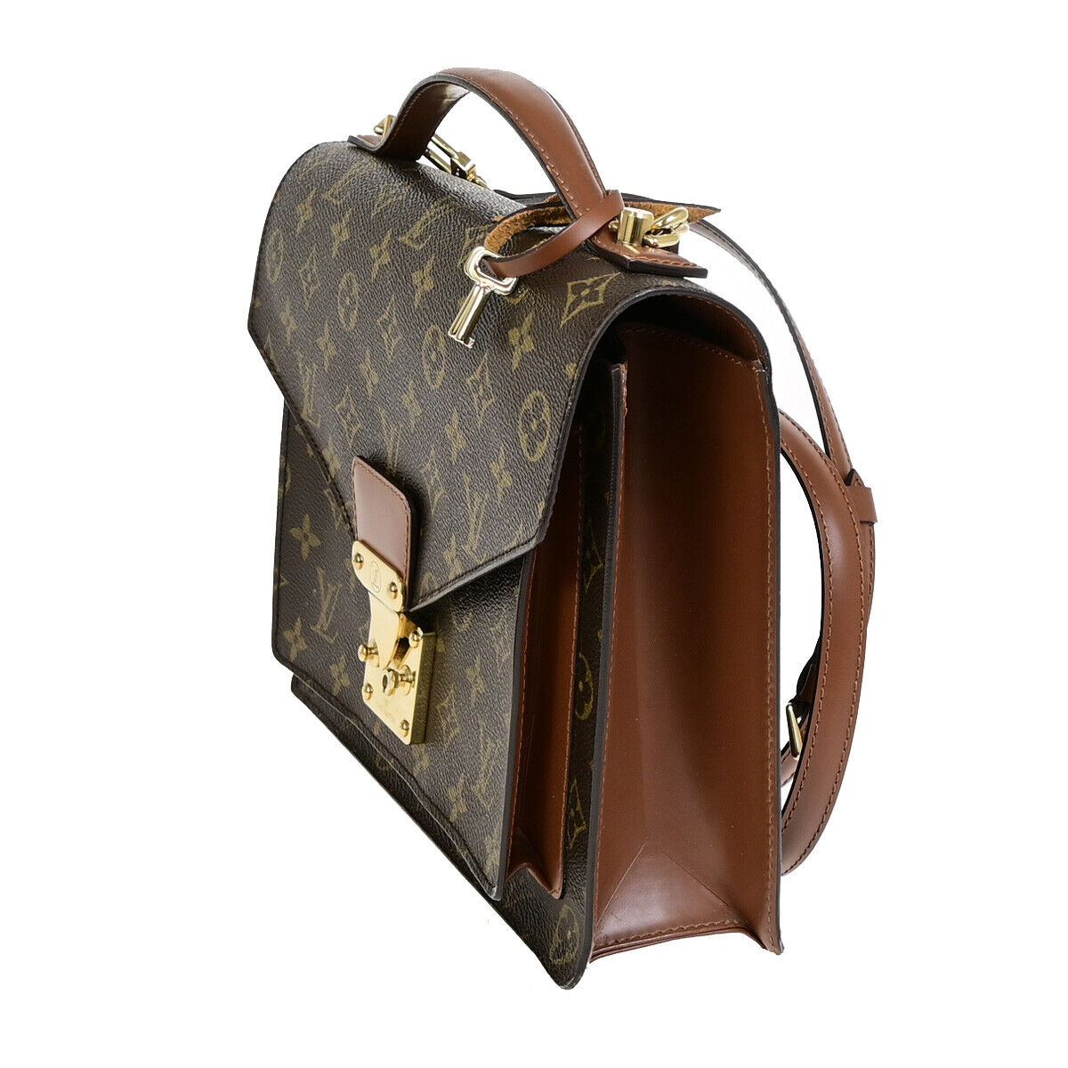 Louis Vuitton Monceau, Brown, Canvas, shoulder